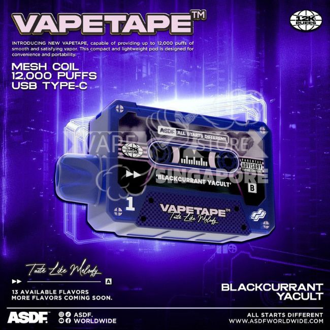 vapetape-12000-puff-blackcurrant-yacult-singapore-vape-store