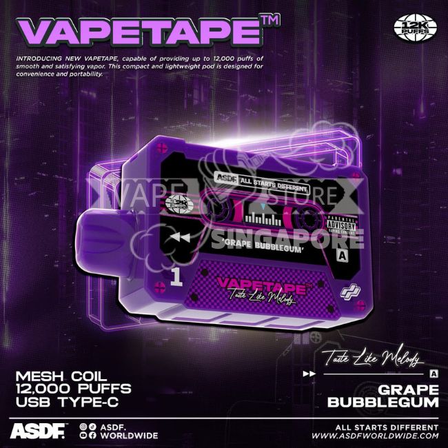 vapetape-12000-puff-grape-bubblegum-singapore-vape-store